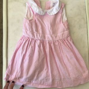 Ralph Lauren seersucker pink and white sleeveless dress 6M.